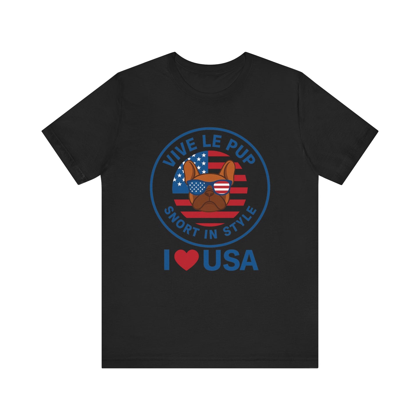 I ❤️ USA Frenchie Tee – Patriotic Bulldog Shirt for Dog Lovers