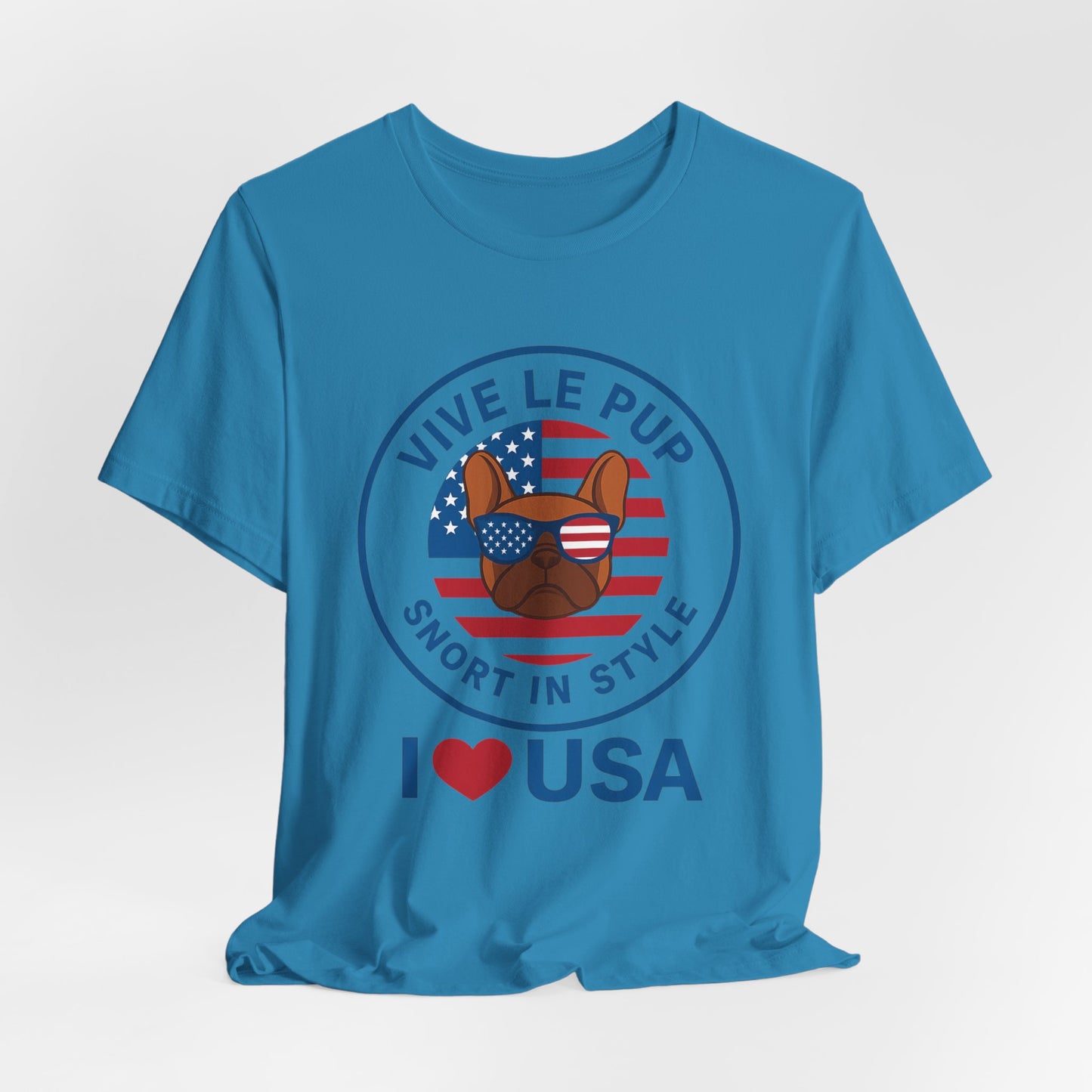 I ❤️ USA Frenchie Tee – Patriotic Bulldog Shirt for Dog Lovers