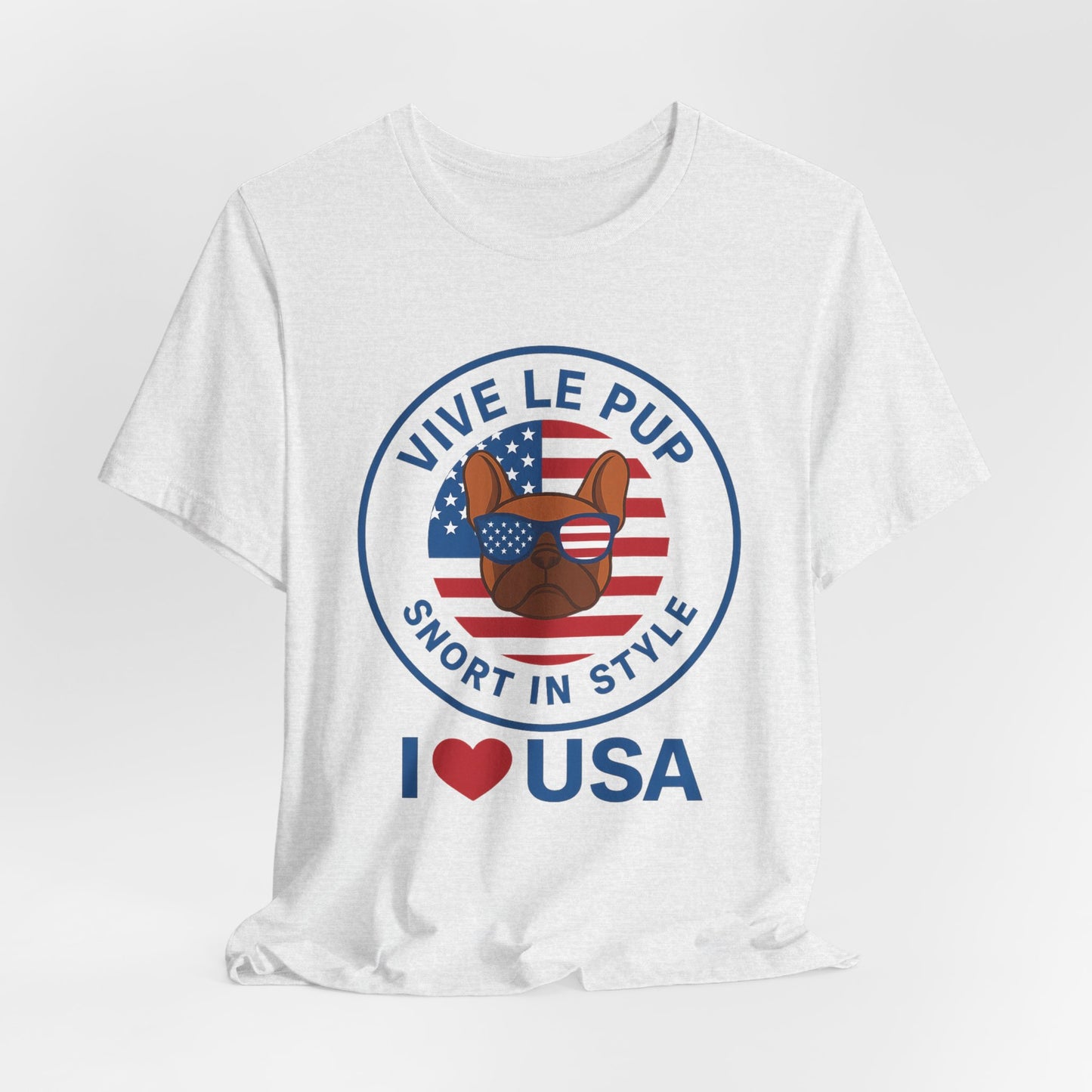 I ❤️ USA Frenchie Tee – Patriotic Bulldog Shirt for Dog Lovers