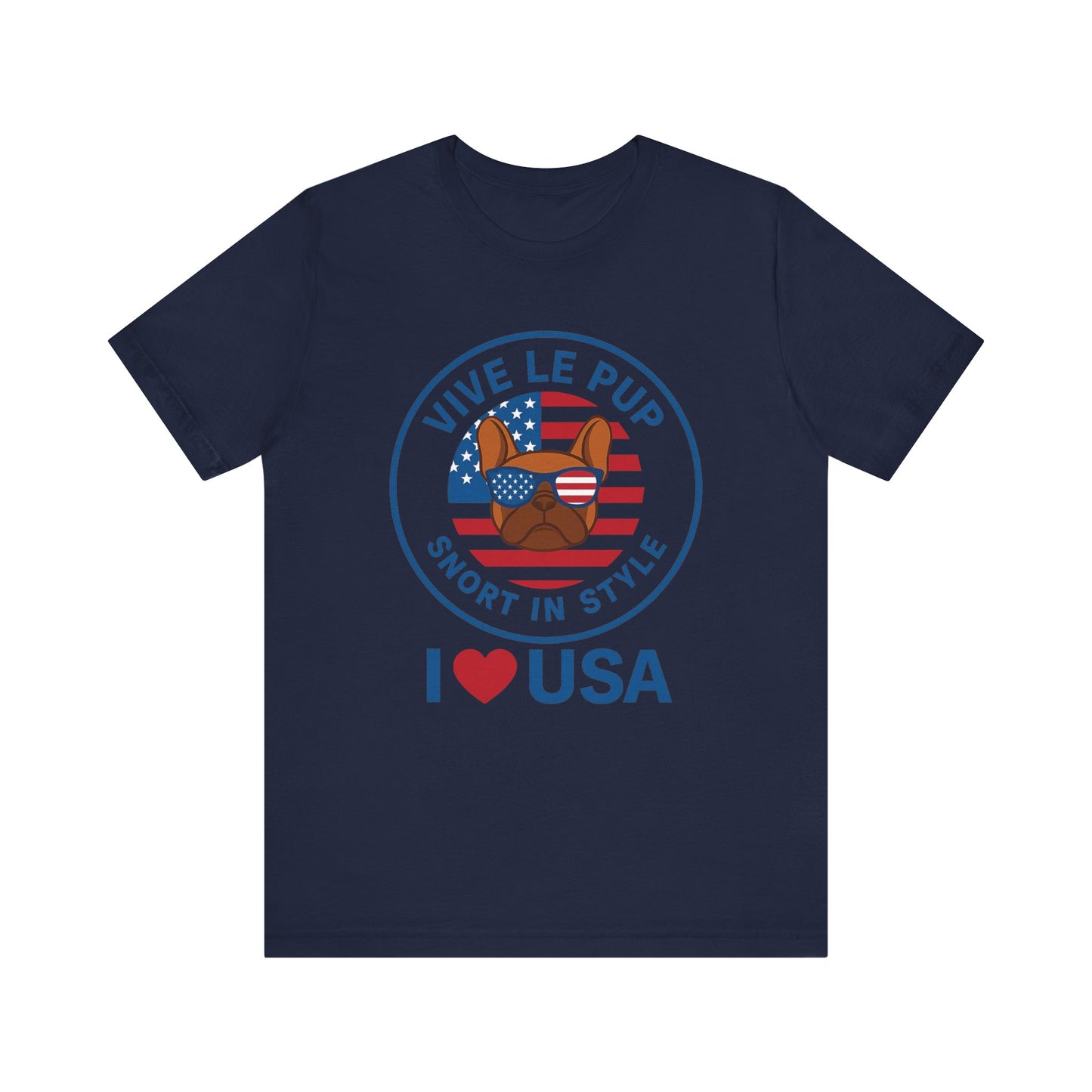 I ❤️ USA Frenchie Tee – Patriotic Bulldog Shirt for Dog Lovers