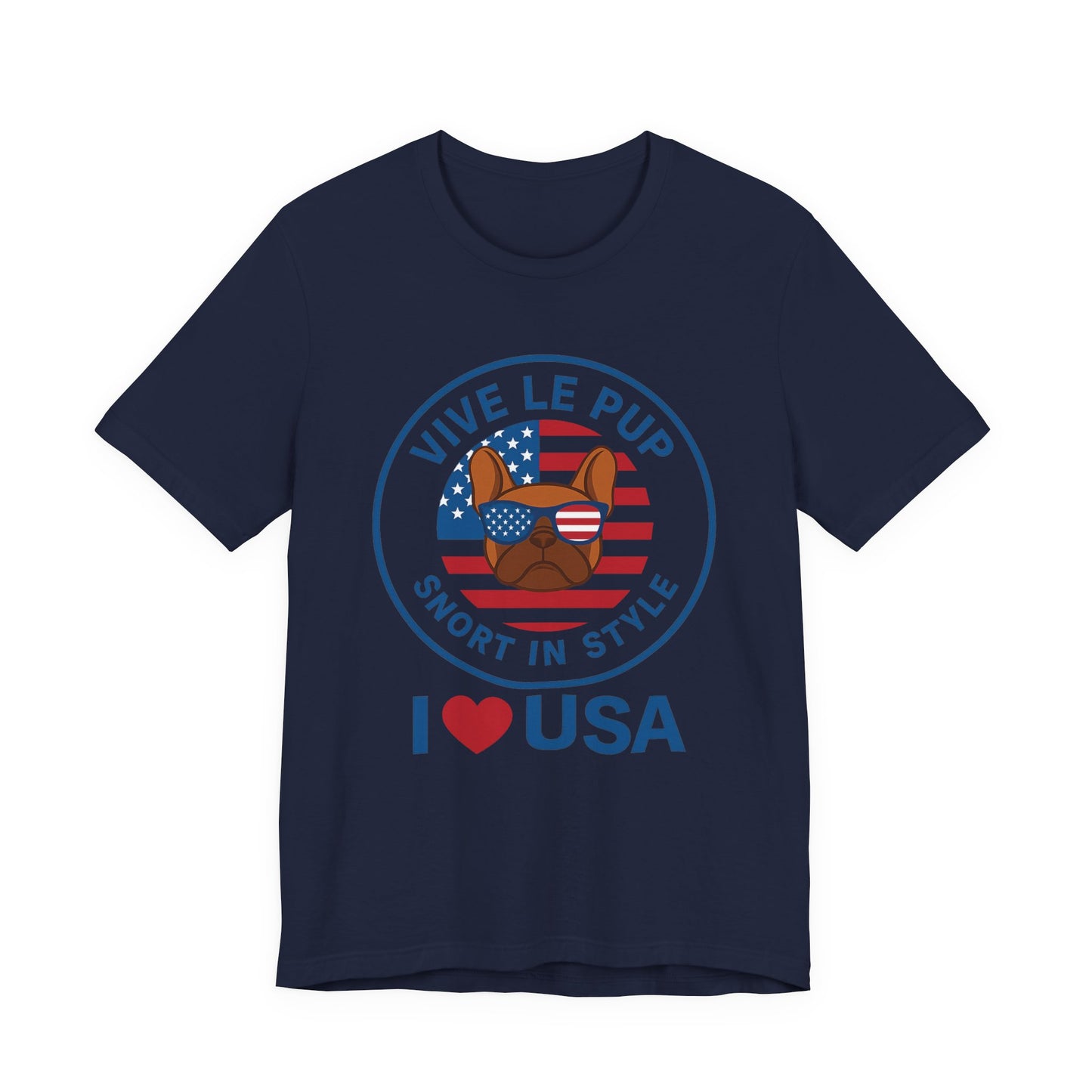 I ❤️ USA Frenchie Tee – Patriotic Bulldog Shirt for Dog Lovers