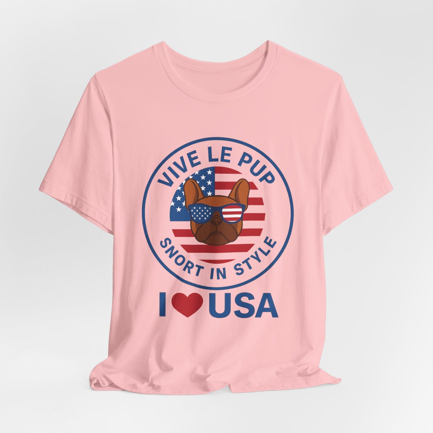I ❤️ USA Frenchie Tee – Patriotic Bulldog Shirt for Dog Lovers