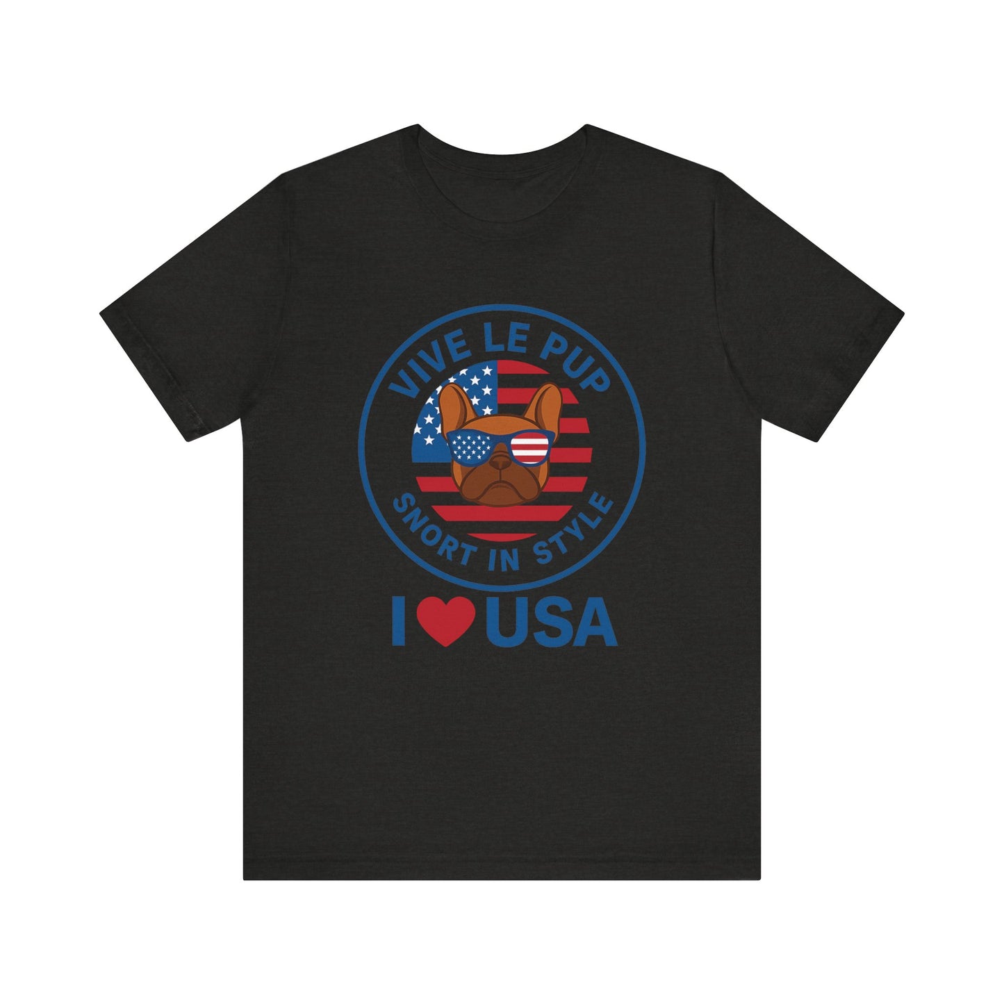 I ❤️ USA Frenchie Tee – Patriotic Bulldog Shirt for Dog Lovers