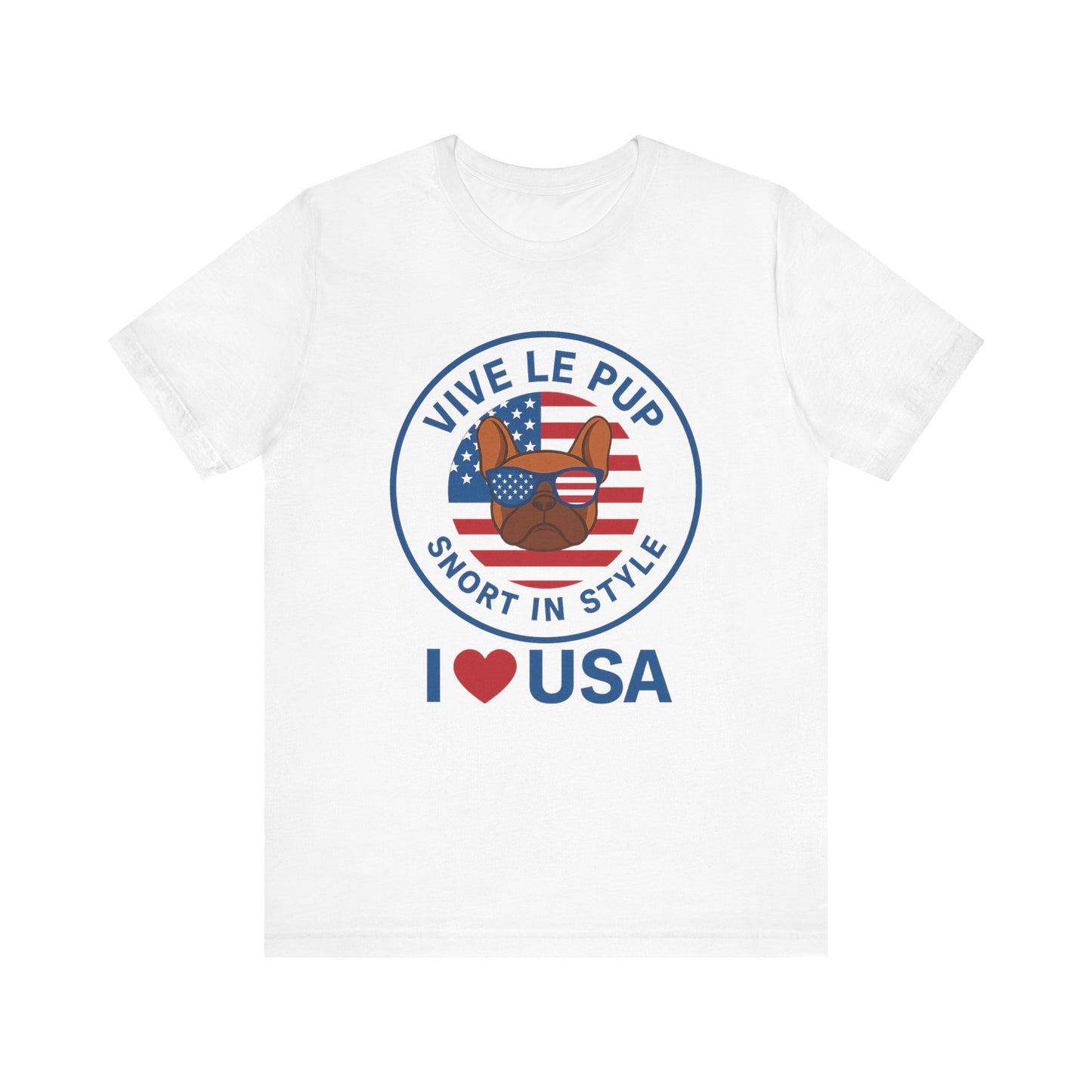 I ❤️ USA Frenchie Tee – Patriotic Bulldog Shirt for Dog Lovers