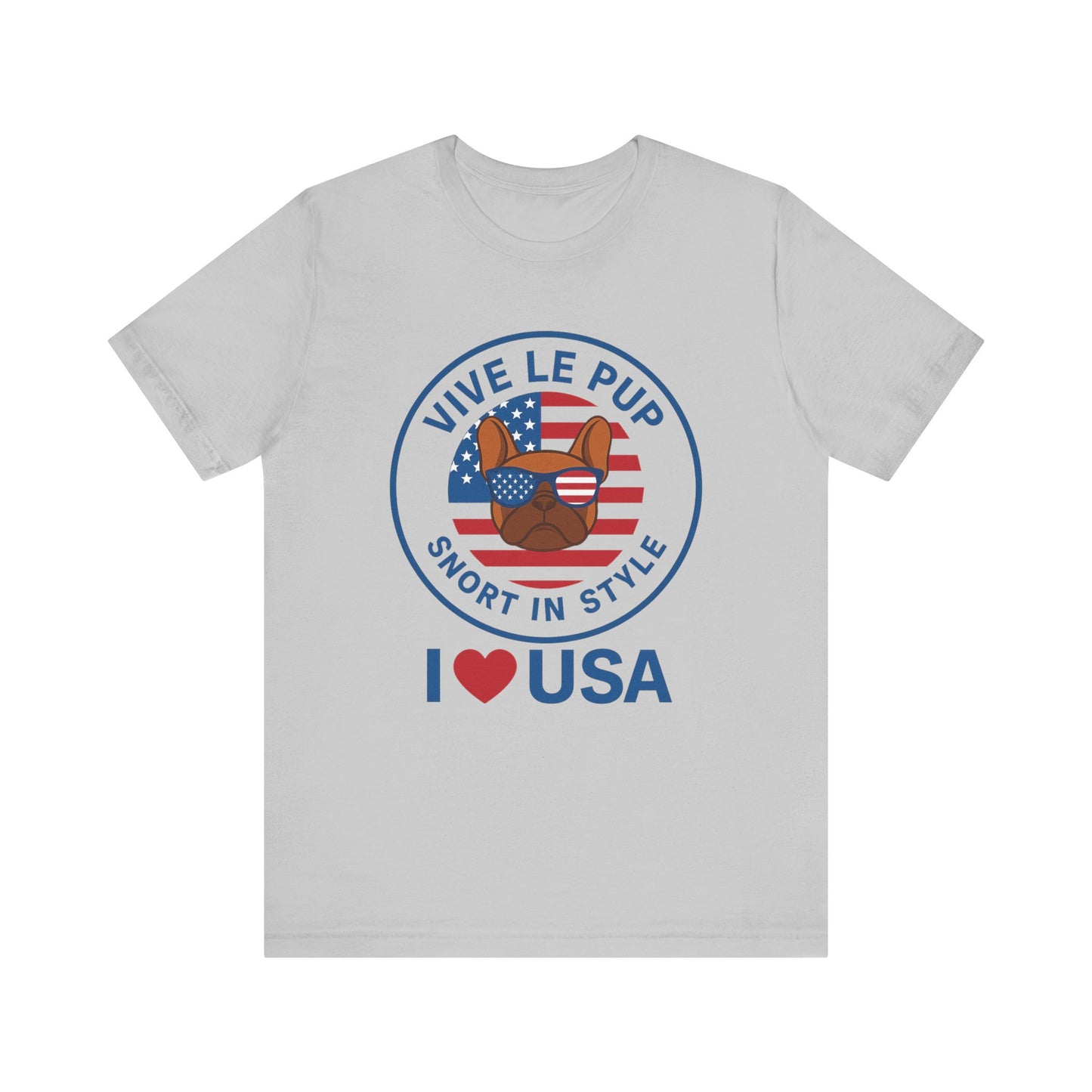 I ❤️ USA Frenchie Tee – Patriotic Bulldog Shirt for Dog Lovers