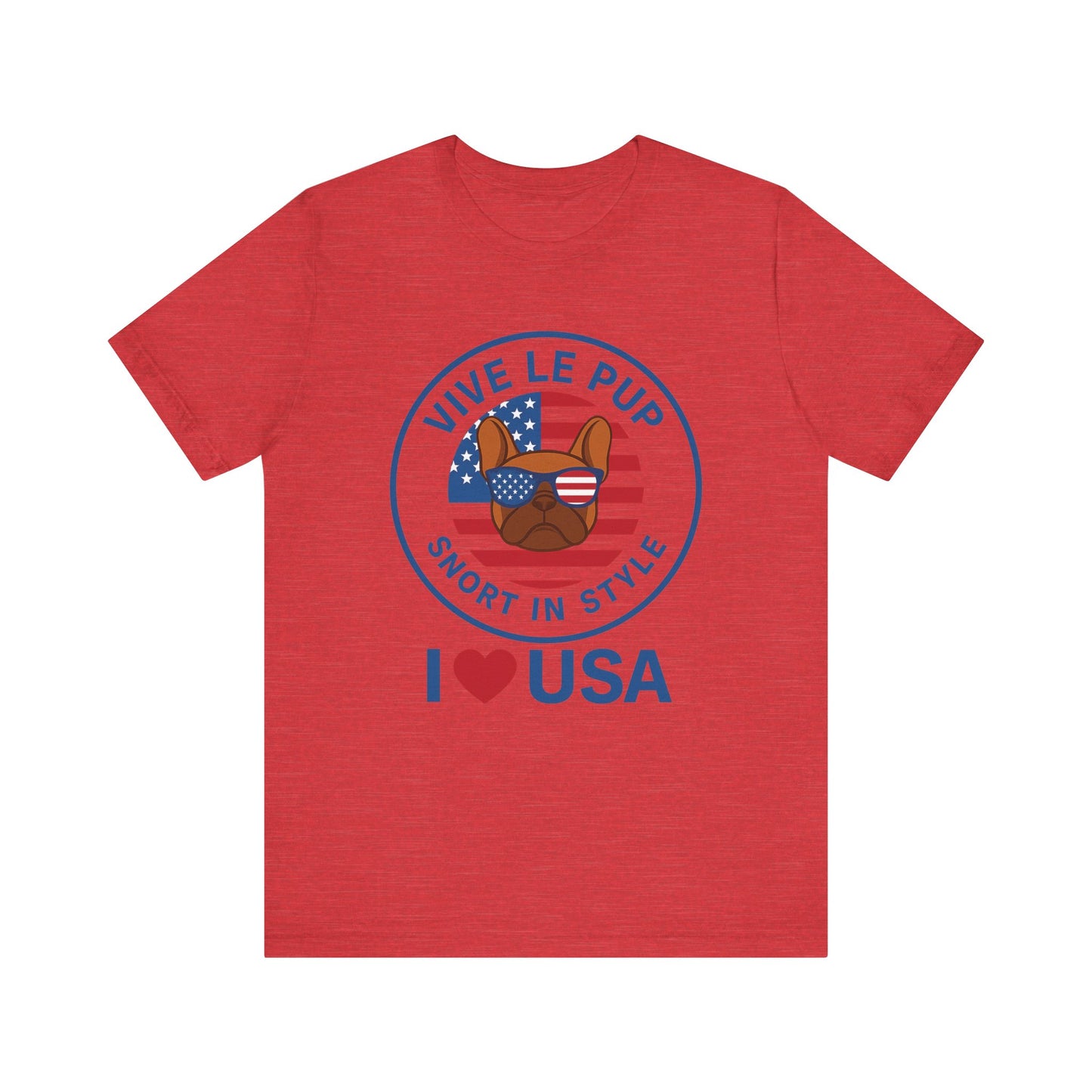 I ❤️ USA Frenchie Tee – Patriotic Bulldog Shirt for Dog Lovers