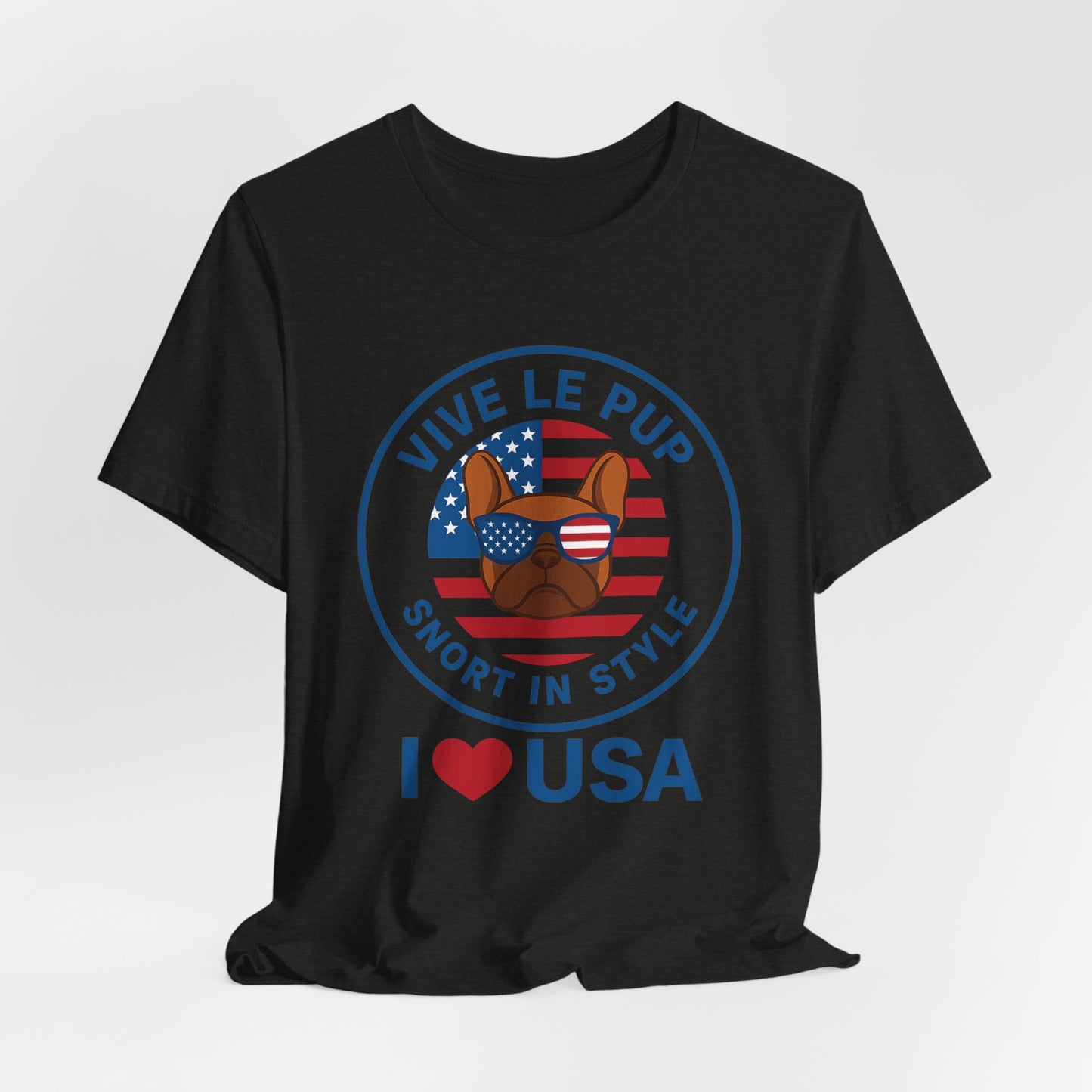 I ❤️ USA Frenchie Tee – Patriotic Bulldog Shirt for Dog Lovers