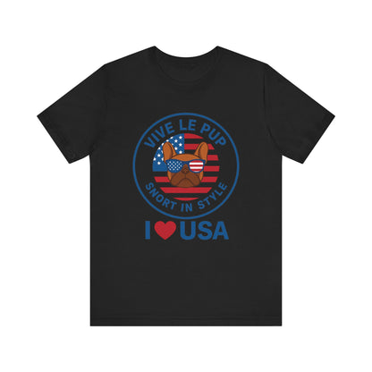I ❤️ USA Frenchie Tee – Patriotic Bulldog Shirt for Dog Lovers