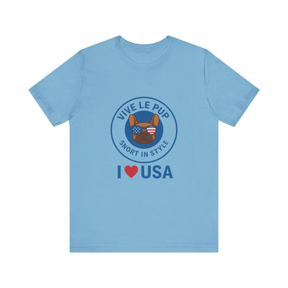 Vive Le Pup – I ❤️ USA Patriotic Pup Tee