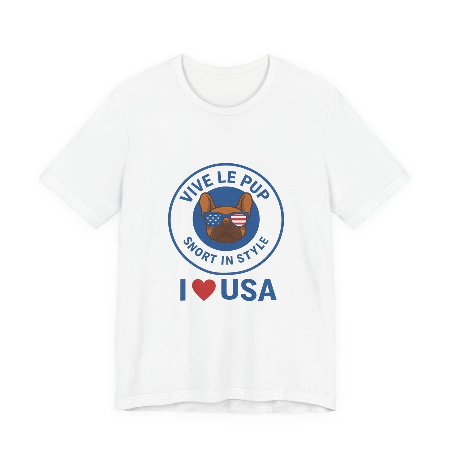Vive Le Pup – I ❤️ USA Patriotic Pup Tee