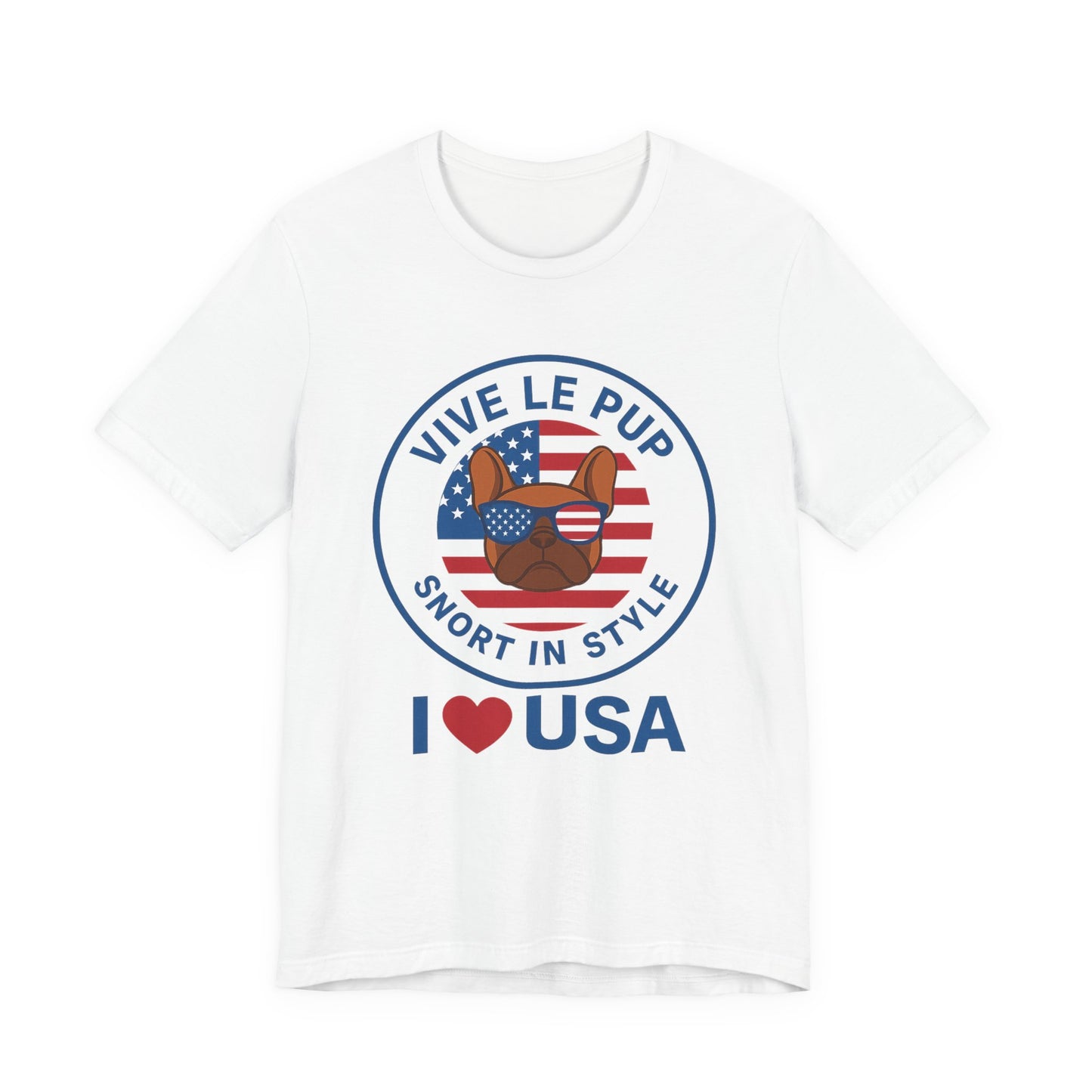 I ❤️ USA Frenchie Tee – Patriotic Bulldog Shirt for Dog Lovers
