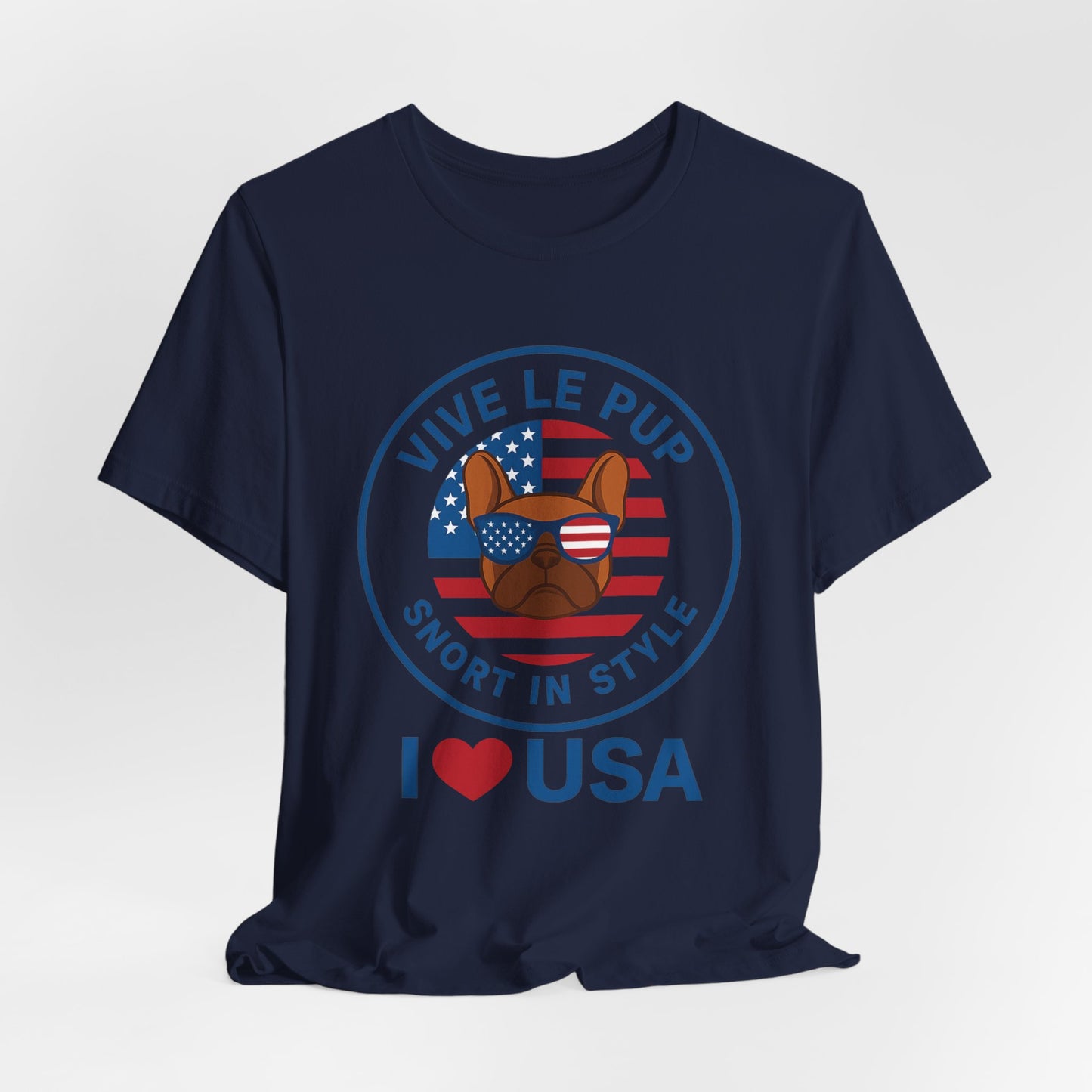 I ❤️ USA Frenchie Tee – Patriotic Bulldog Shirt for Dog Lovers