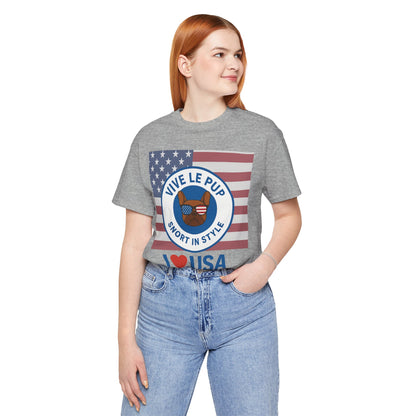 Vive Le Pup – I ❤️ USA Full Flag Tee | American Bulldog Vibes