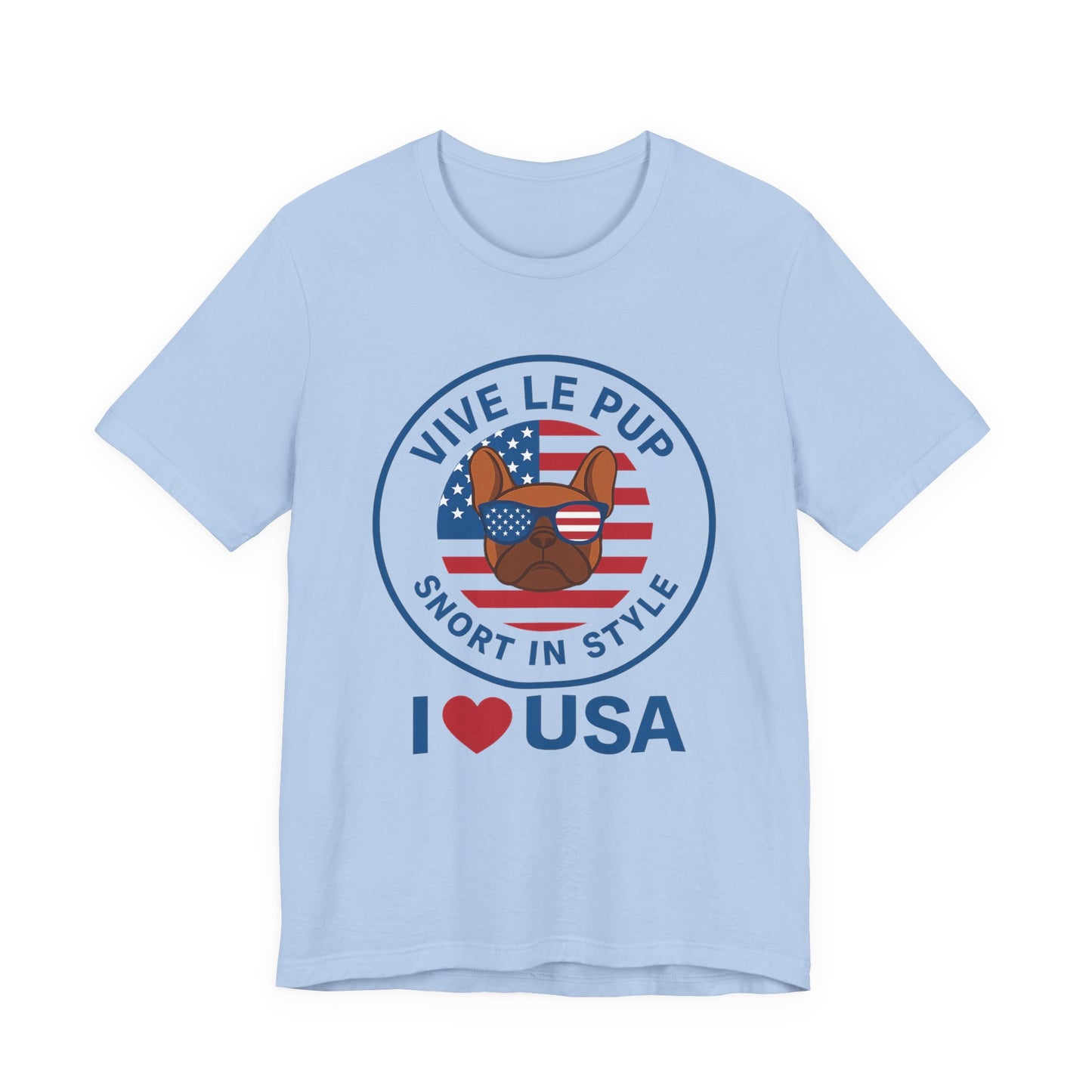 I ❤️ USA Frenchie Tee – Patriotic Bulldog Shirt for Dog Lovers