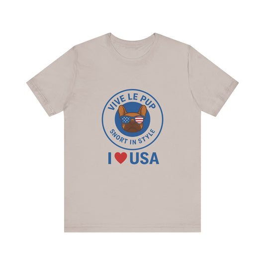 Vive Le Pup – I ❤️ USA Patriotic Pup Tee