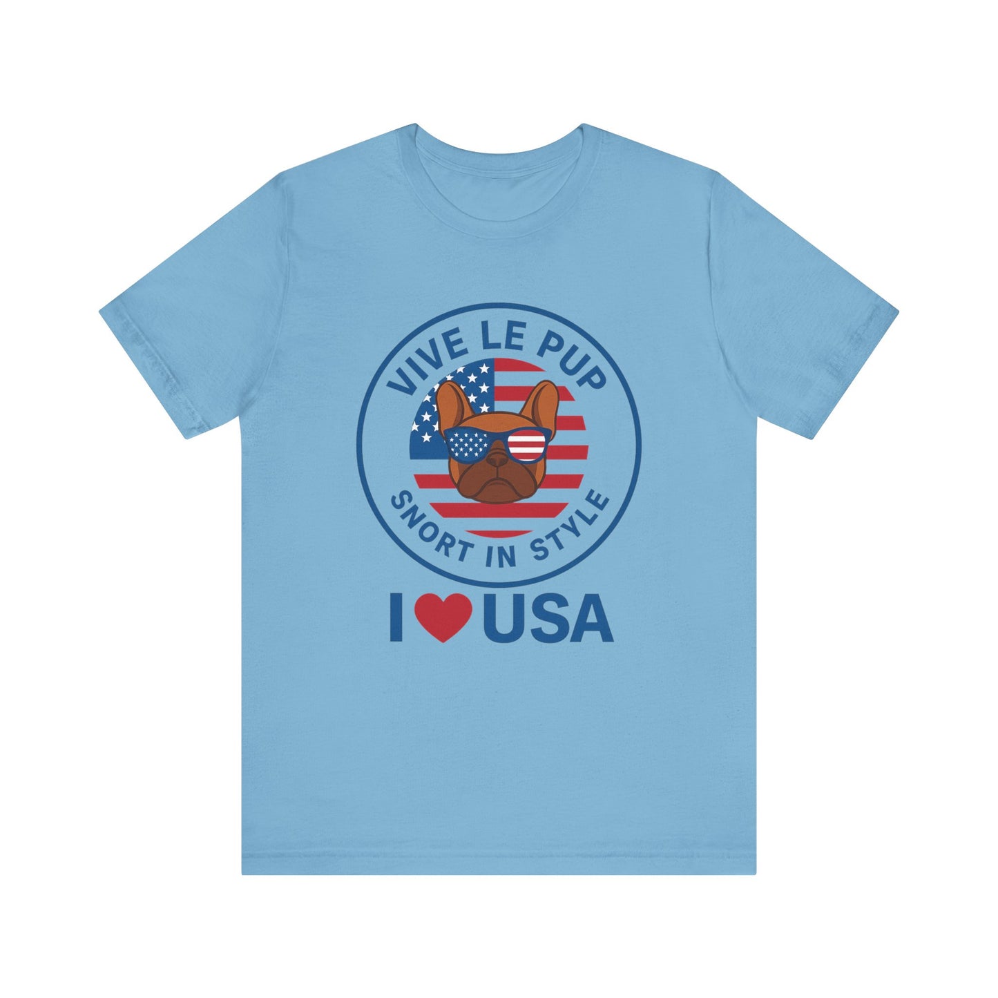 I ❤️ USA Frenchie Tee – Patriotic Bulldog Shirt for Dog Lovers