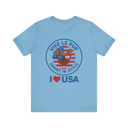 I ❤️ USA Frenchie Tee – Patriotic Bulldog Shirt for Dog Lovers