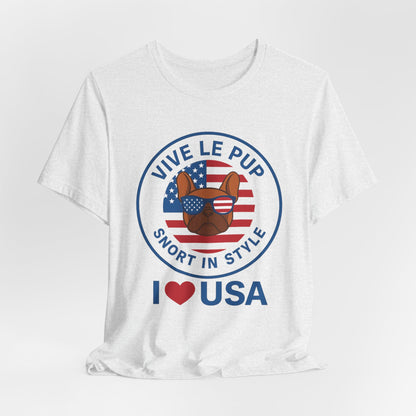 I ❤️ USA Frenchie Tee – Patriotic Bulldog Shirt for Dog Lovers
