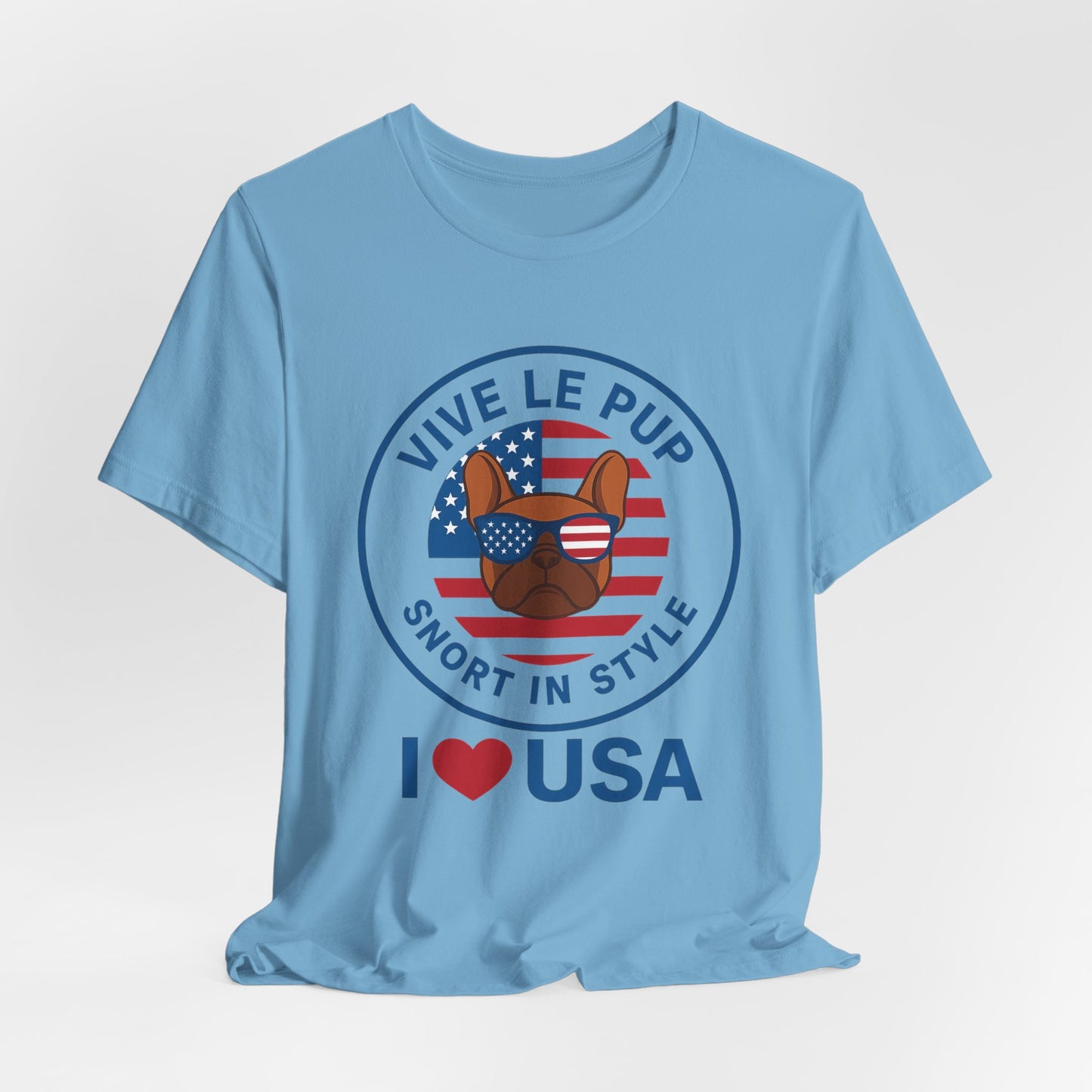 I ❤️ USA Frenchie Tee – Patriotic Bulldog Shirt for Dog Lovers