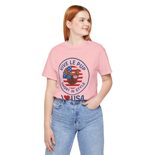 I ❤️ USA Frenchie Tee – Patriotic Bulldog Shirt for Dog Lovers