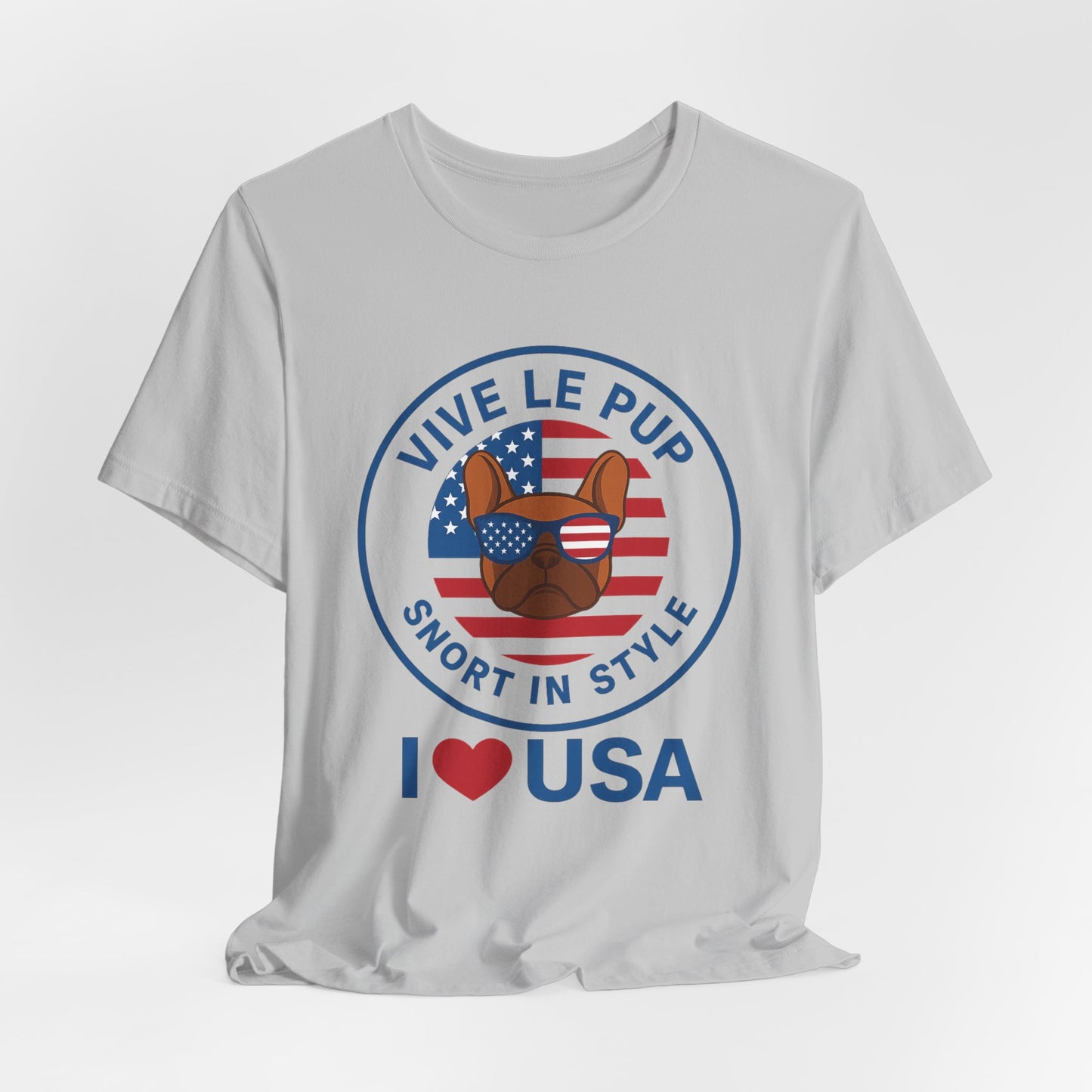 I ❤️ USA Frenchie Tee – Patriotic Bulldog Shirt for Dog Lovers