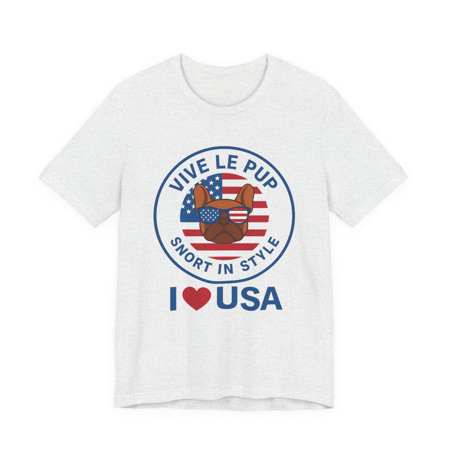 I ❤️ USA Frenchie Tee – Patriotic Bulldog Shirt for Dog Lovers