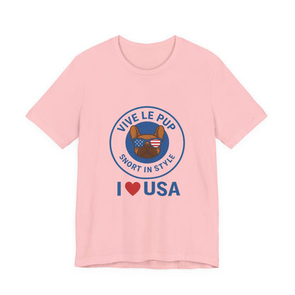 Vive Le Pup – I ❤️ USA Patriotic Pup Tee