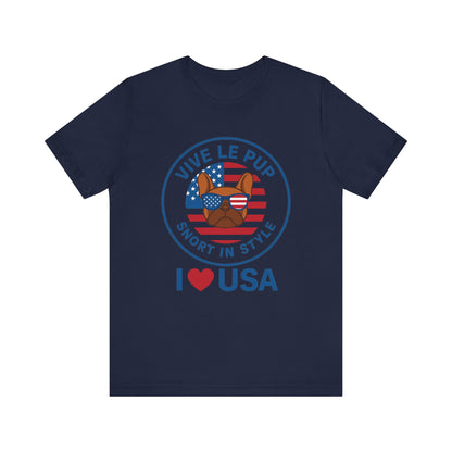 I ❤️ USA Frenchie Tee – Patriotic Bulldog Shirt for Dog Lovers