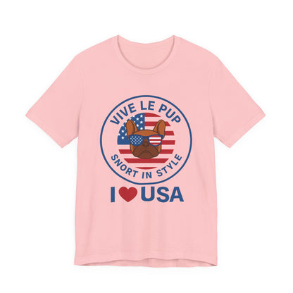 I ❤️ USA Frenchie Tee – Patriotic Bulldog Shirt for Dog Lovers