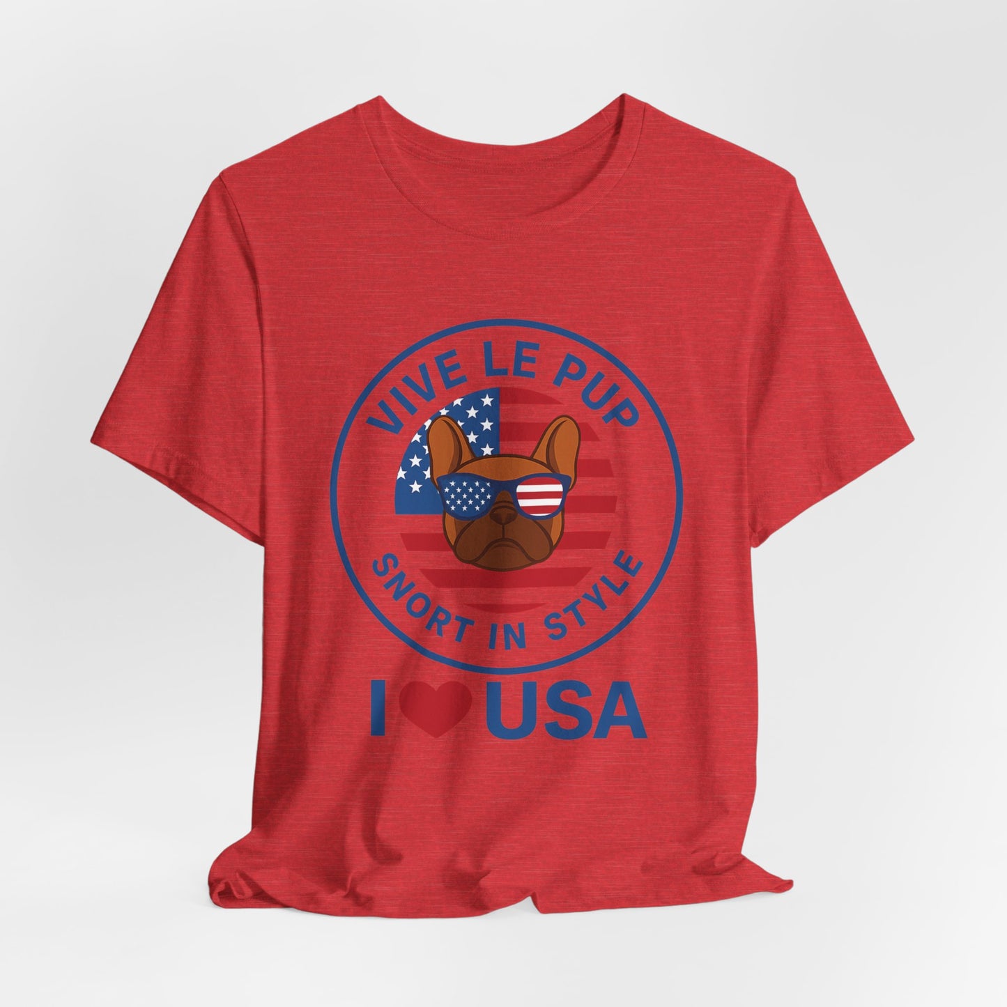 I ❤️ USA Frenchie Tee – Patriotic Bulldog Shirt for Dog Lovers