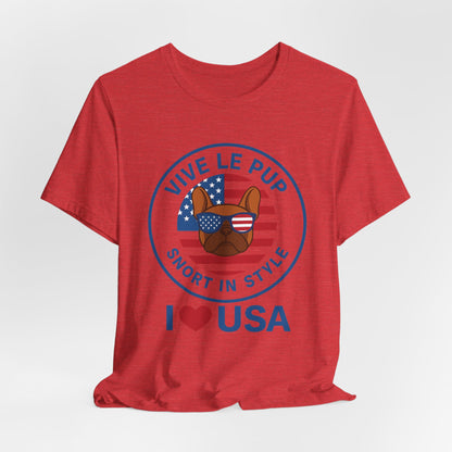 I ❤️ USA Frenchie Tee – Patriotic Bulldog Shirt for Dog Lovers