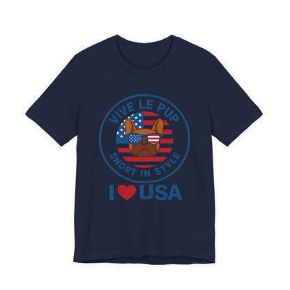 I ❤️ USA Frenchie Tee – Patriotic Bulldog Shirt for Dog Lovers