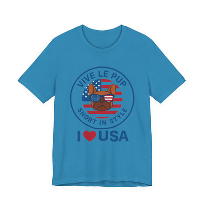 I ❤️ USA Frenchie Tee – Patriotic Bulldog Shirt for Dog Lovers