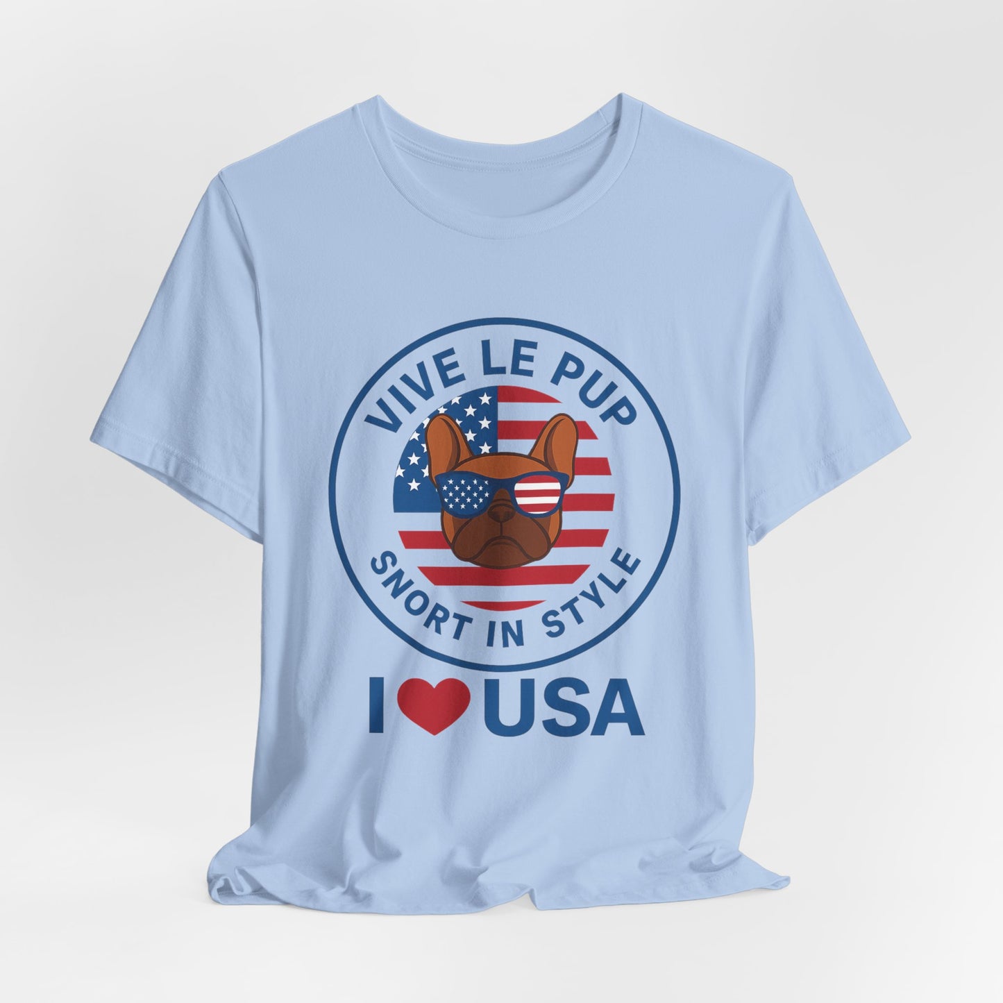 I ❤️ USA Frenchie Tee – Patriotic Bulldog Shirt for Dog Lovers