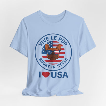 I ❤️ USA Frenchie Tee – Patriotic Bulldog Shirt for Dog Lovers