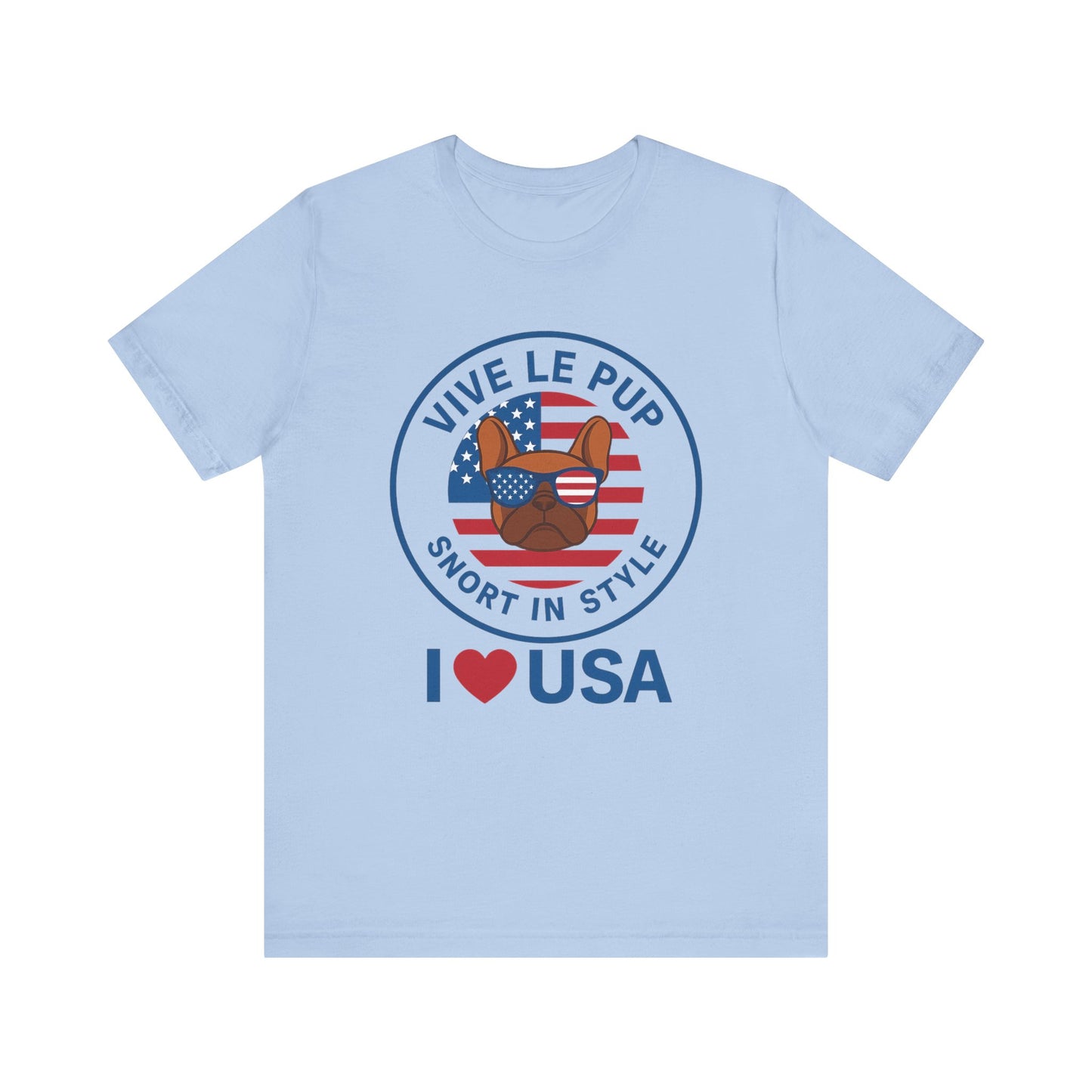 I ❤️ USA Frenchie Tee – Patriotic Bulldog Shirt for Dog Lovers