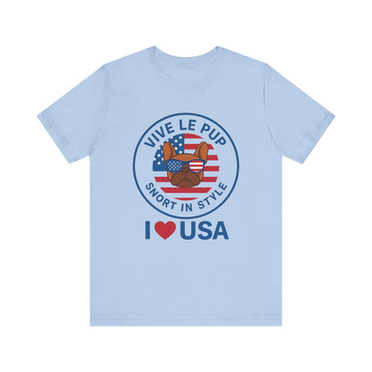 I ❤️ USA Frenchie Tee – Patriotic Bulldog Shirt for Dog Lovers