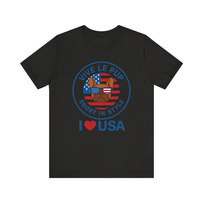 I ❤️ USA Frenchie Tee – Patriotic Bulldog Shirt for Dog Lovers
