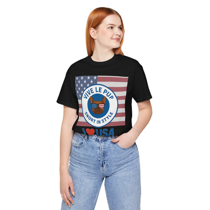 Vive Le Pup – I ❤️ USA Full Flag Tee | American Bulldog Vibes