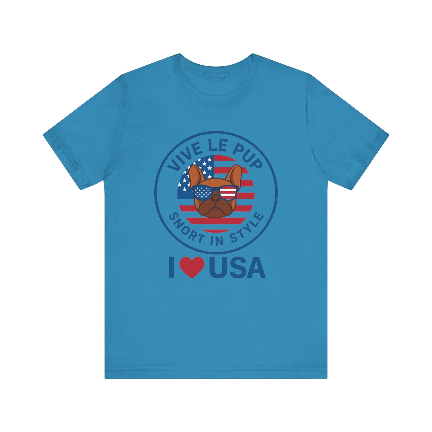 I ❤️ USA Frenchie Tee – Patriotic Bulldog Shirt for Dog Lovers