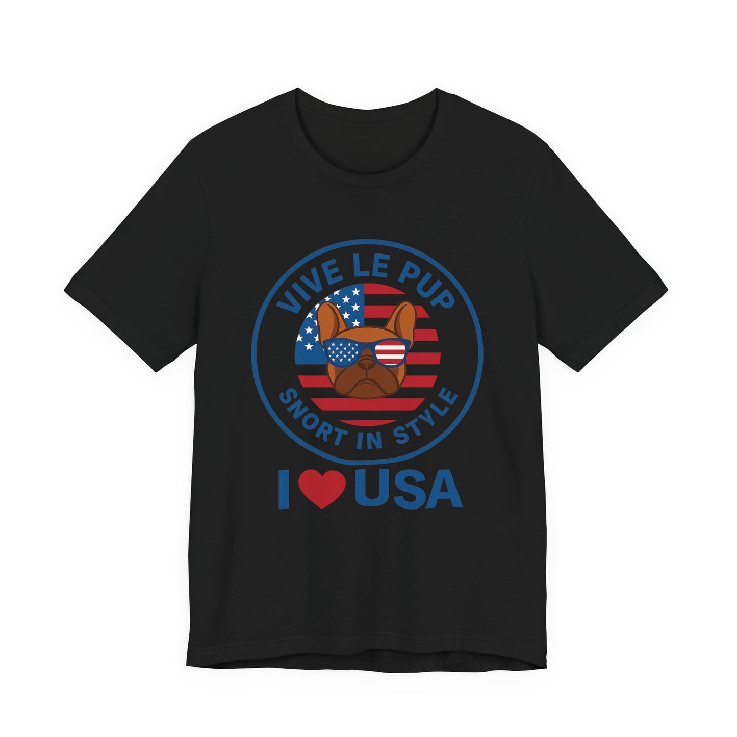 I ❤️ USA Frenchie Tee – Patriotic Bulldog Shirt for Dog Lovers
