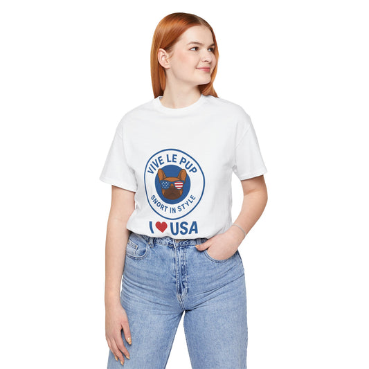 Vive Le Pup – I ❤️ USA Patriotic Pup Tee