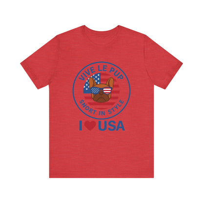 I ❤️ USA Frenchie Tee – Patriotic Bulldog Shirt for Dog Lovers