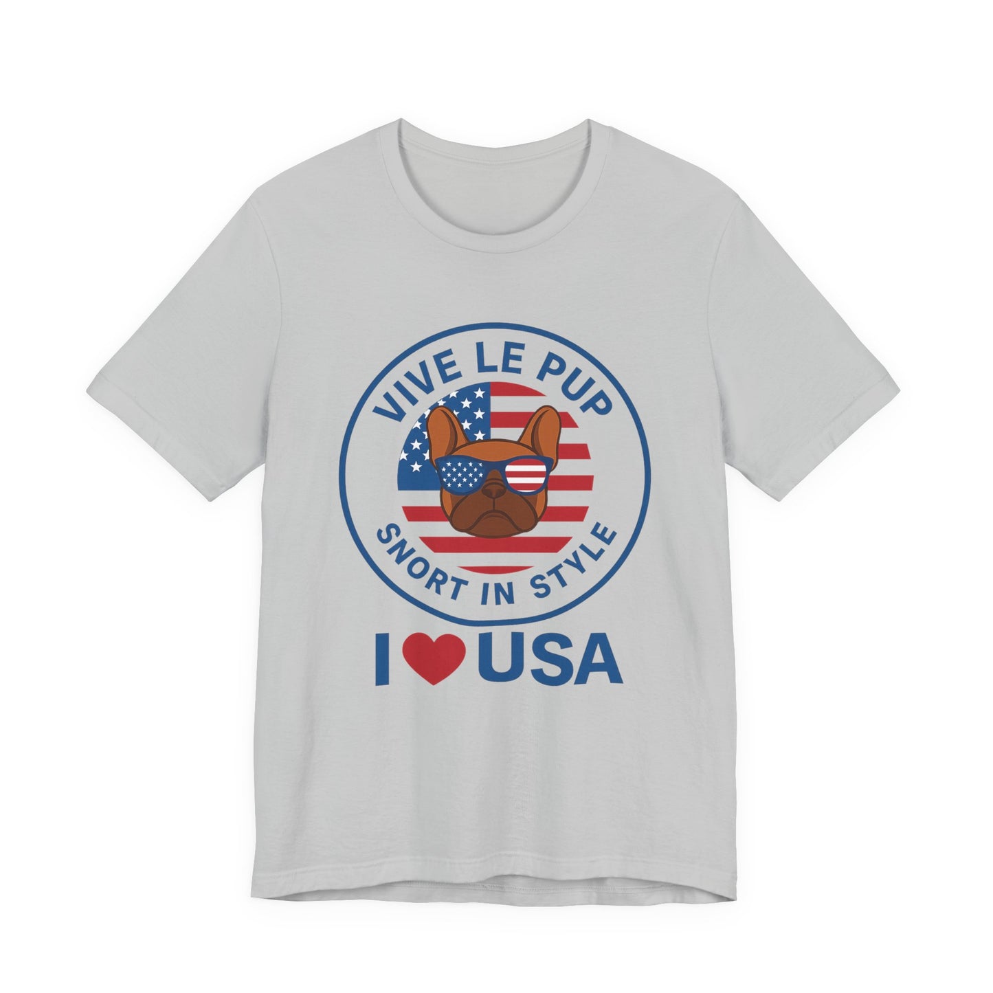 I ❤️ USA Frenchie Tee – Patriotic Bulldog Shirt for Dog Lovers