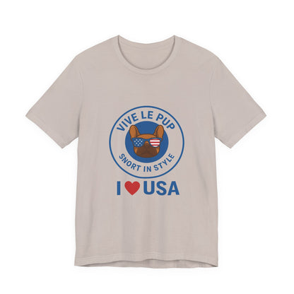 Vive Le Pup – I ❤️ USA Patriotic Pup Tee