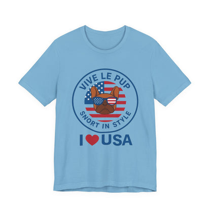 I ❤️ USA Frenchie Tee – Patriotic Bulldog Shirt for Dog Lovers