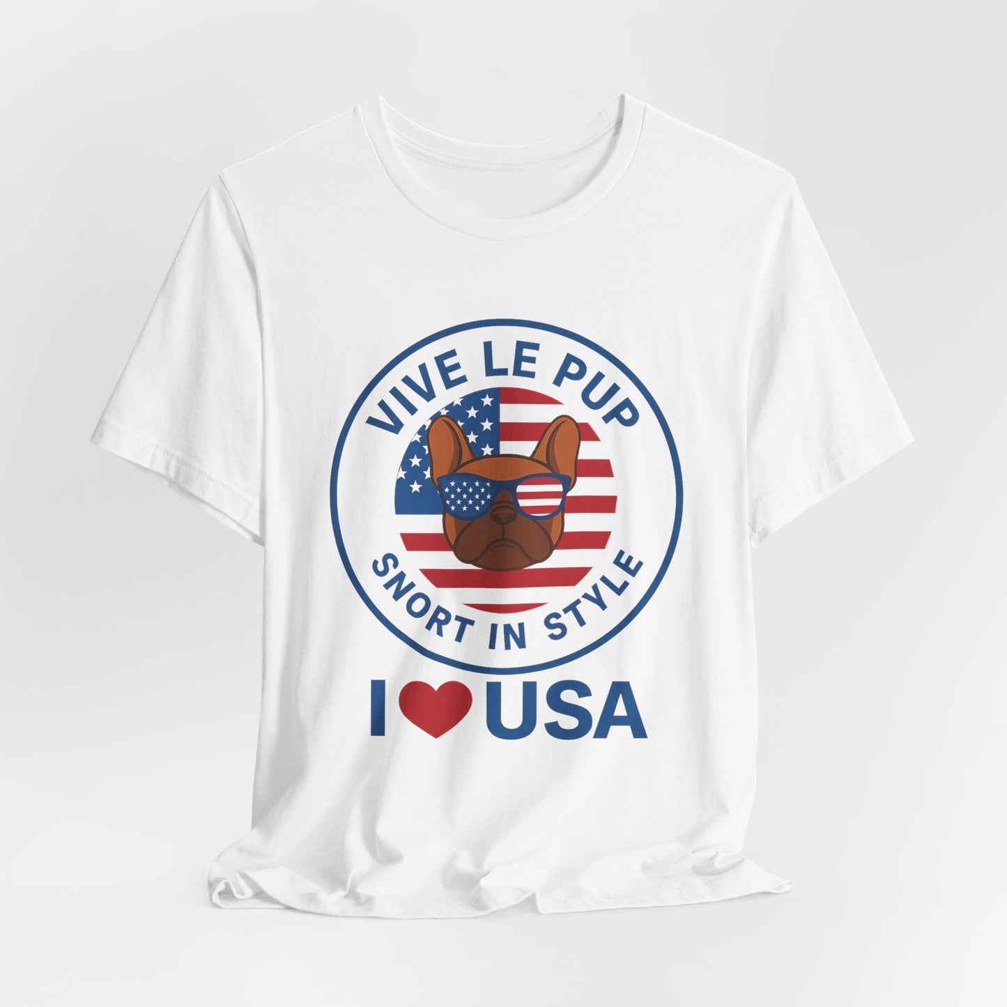 I ❤️ USA Frenchie Tee – Patriotic Bulldog Shirt for Dog Lovers
