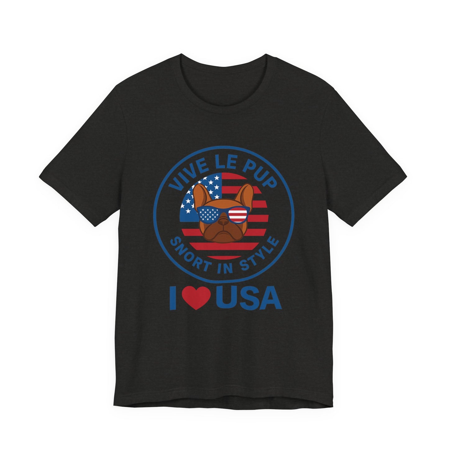 I ❤️ USA Frenchie Tee – Patriotic Bulldog Shirt for Dog Lovers