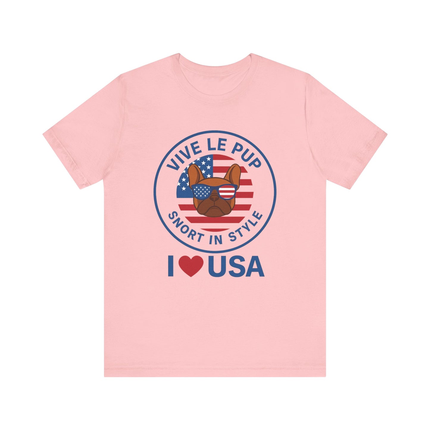 I ❤️ USA Frenchie Tee – Patriotic Bulldog Shirt for Dog Lovers