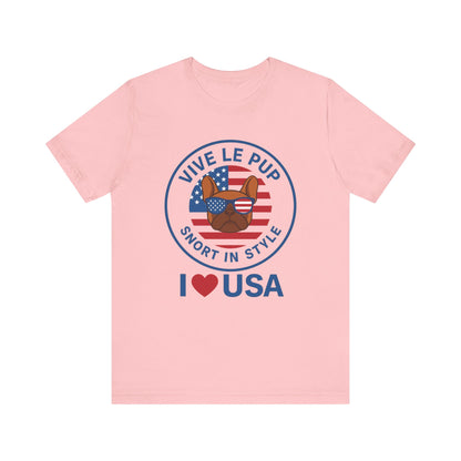 I ❤️ USA Frenchie Tee – Patriotic Bulldog Shirt for Dog Lovers